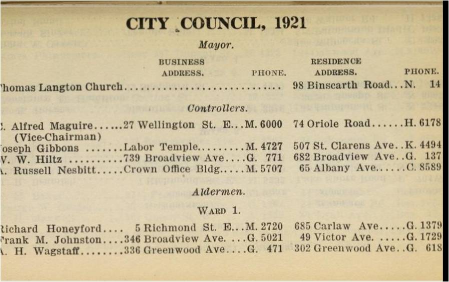 Municipal Handbook City of Toronto. Compiled by the City Clerk. Toronto: Carswell Co., Limited, 1921.