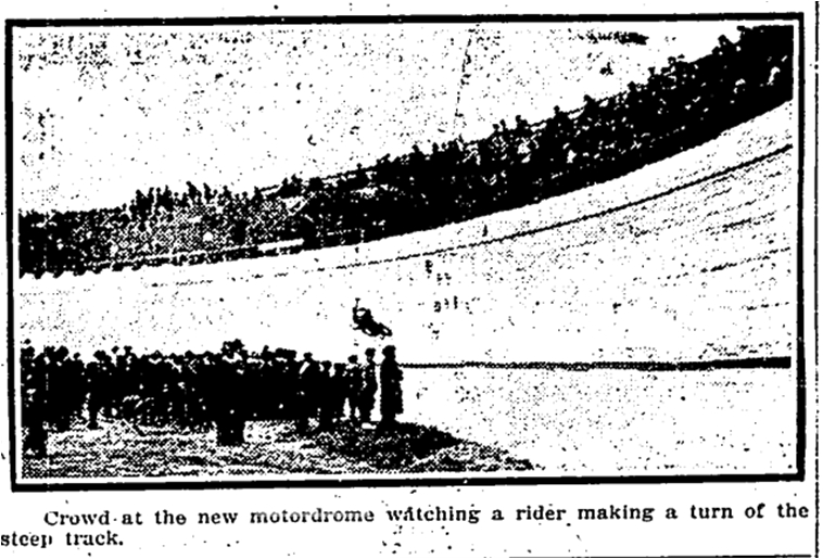 Only known photograph of the Toronto Motordrome, Toronto Star, May 21, 1914