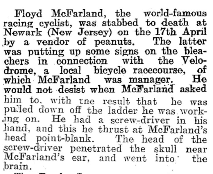 McFarland Stabbed to DeathAll Sorts of Sport. Vol. XV, Issue 778, May 28, 1915, Page 23