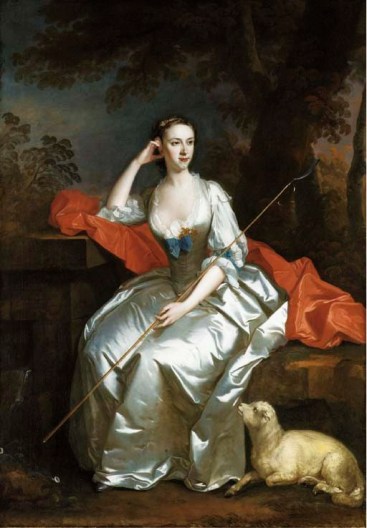 Allan Ramsay Portrait of Lady Jane Douglas, full-length, as a shepherdess seated in a landscape