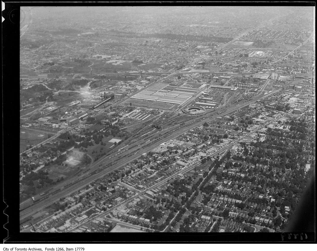 Aerial shots, West Toronto, Canadian Pacific Railways yards. - August 30, 1929
