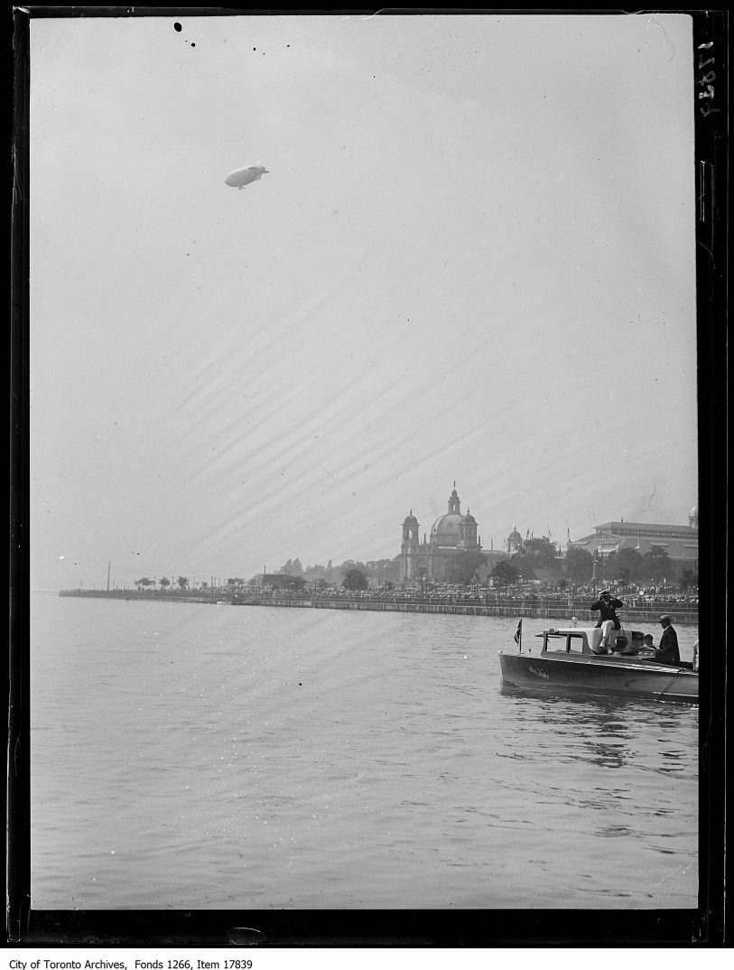 CNE, Goodyear blimp over lakefront. - September 4, 1929