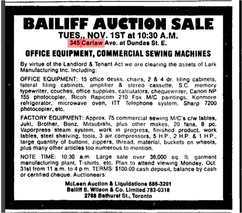 globe-and-mail-october-29-1988-bailiffs-sale-lark-manufacturing