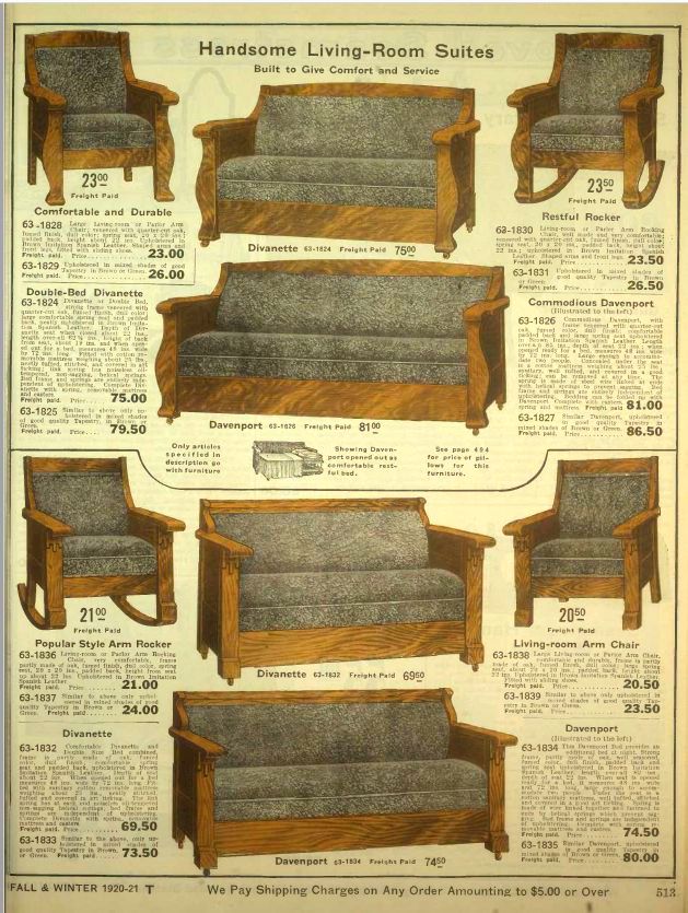 Eatons Catalogue 1920 to 1921 livingroom suites Leslieville
