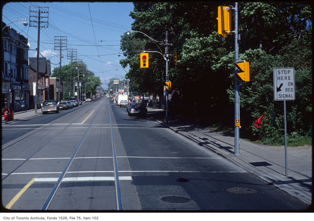 View of Queen Street East at Greenwood Avenue