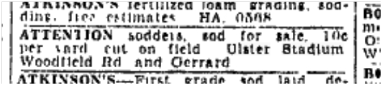 Sod for sale Toronto Star, May 1, 1945 - Copy