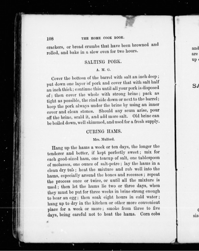 Home Cook Book curing pork