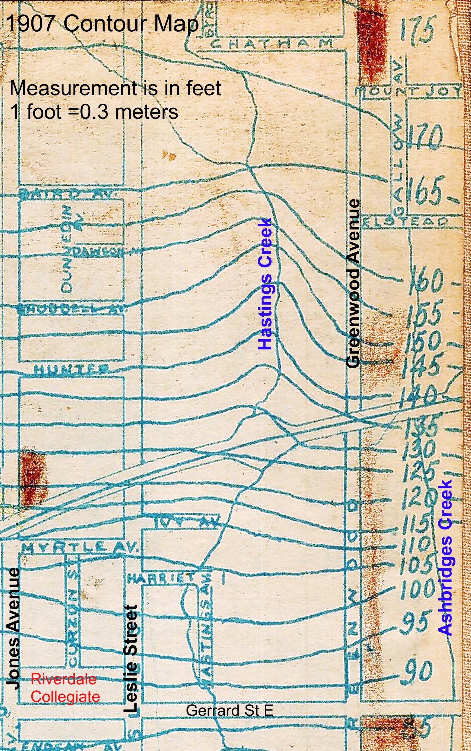 Contour Map 1908 Hastings Creek labelled