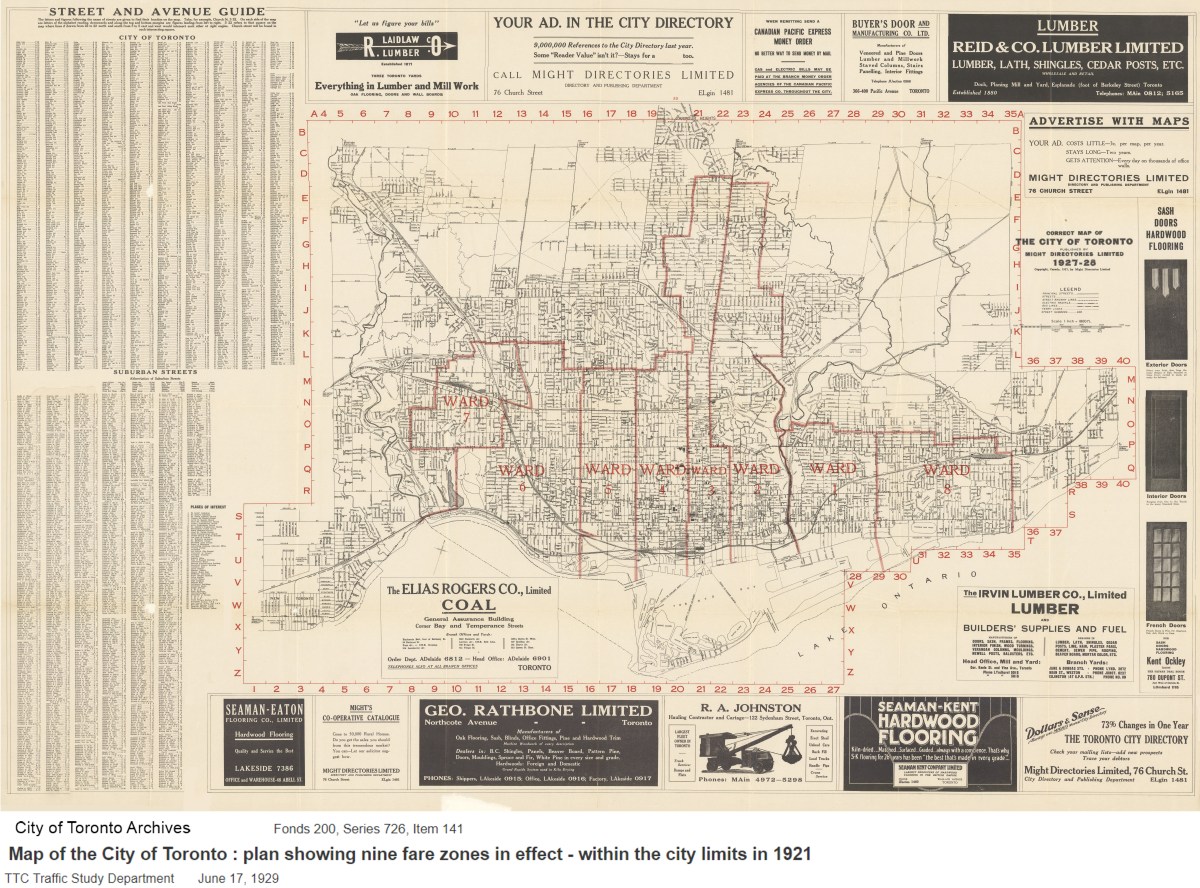 1921 Map of the City of Toronto