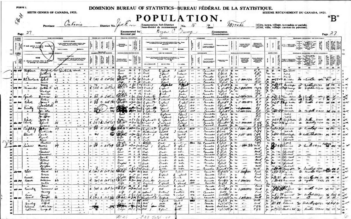 1921 Census Austin Ave p 27