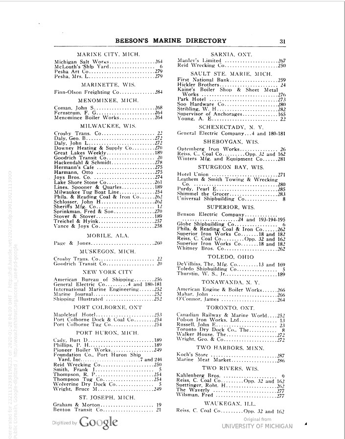 19180000 Beeson's Marine Directory p 31