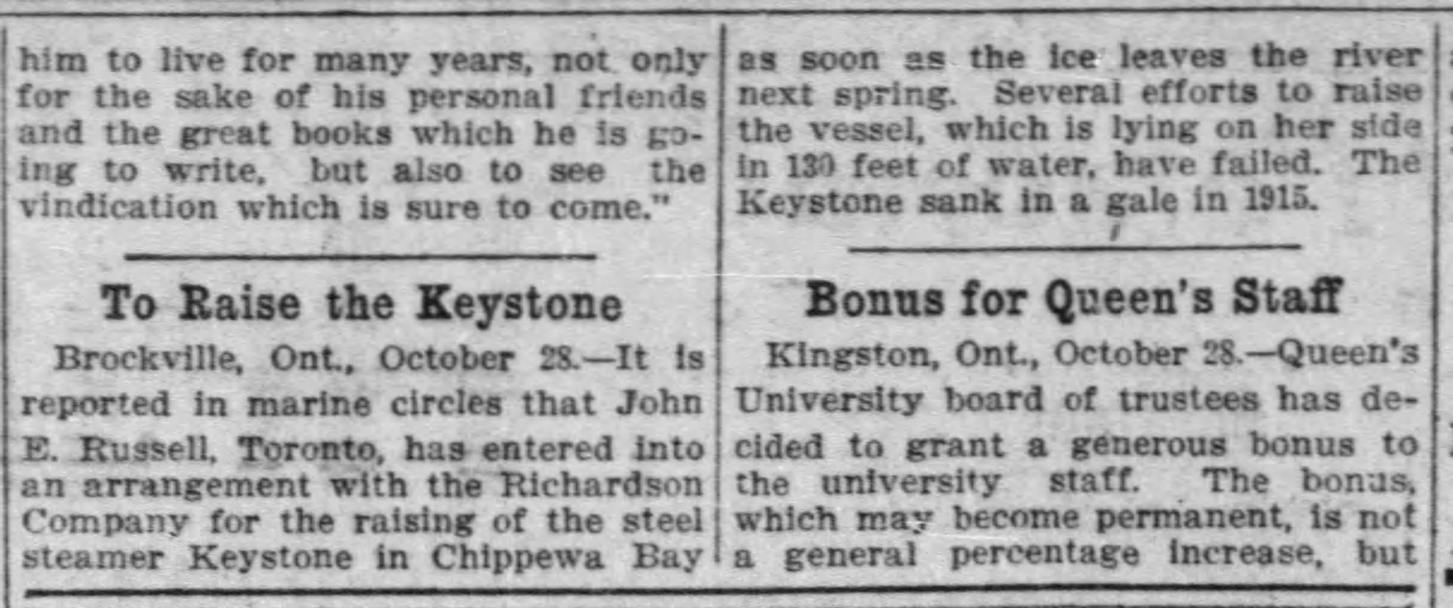 19201029 Gazette (Mtl) raise the Keystone