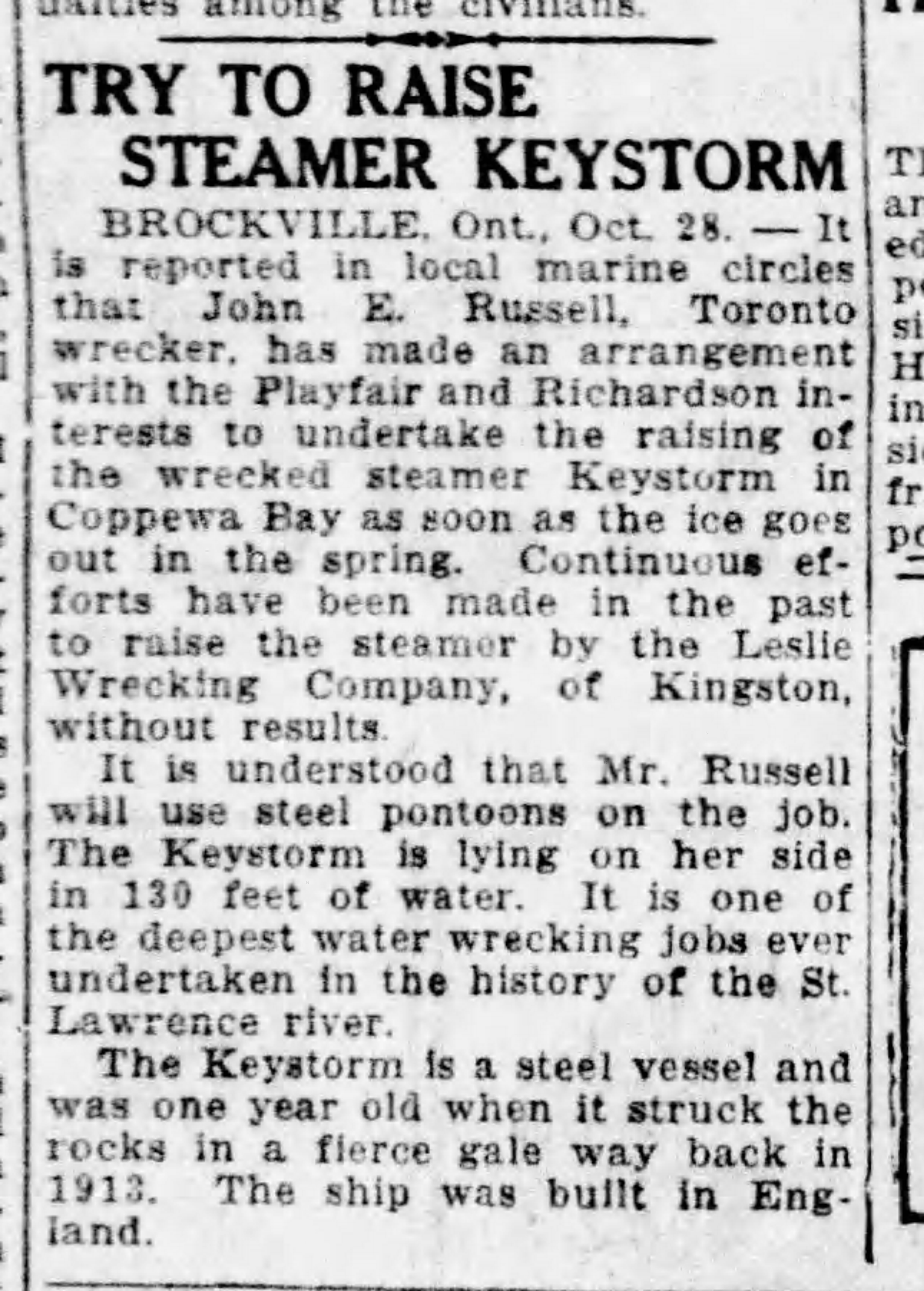 19201029 Ottawa Citizen Raising the Keystorm