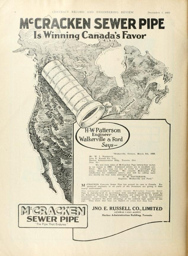 19231205 Engineering and Contract Record McCracken Sewer Pipe John E Russell