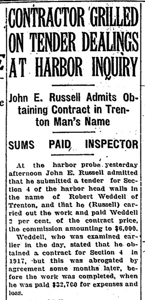 19270120 GL CONTRACTOR GRILLED ON TENDER DEALINGS AT HARBOR INQUIRY1