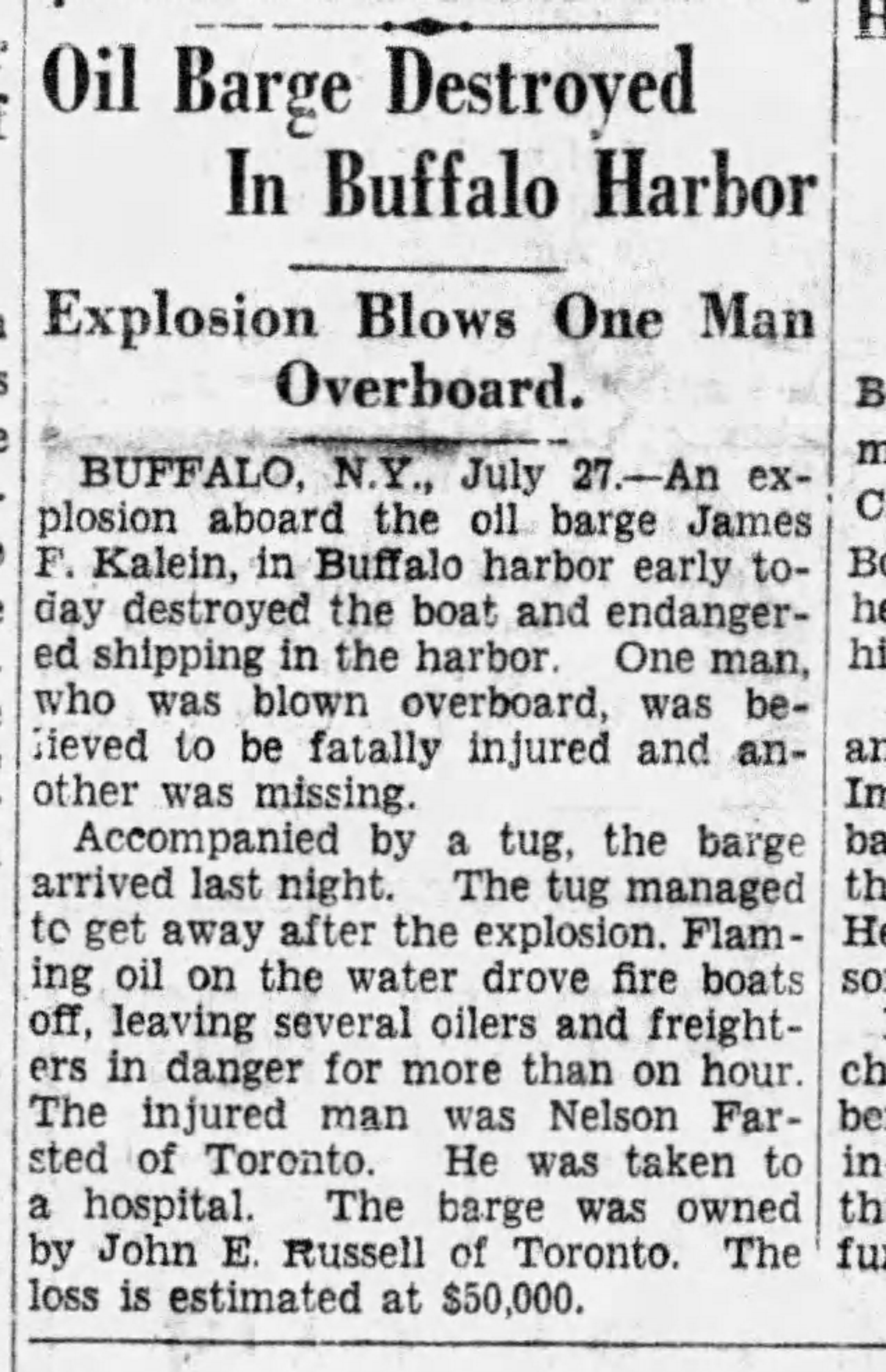 19280127Ottawa Citizen Explosion barge Buffalo