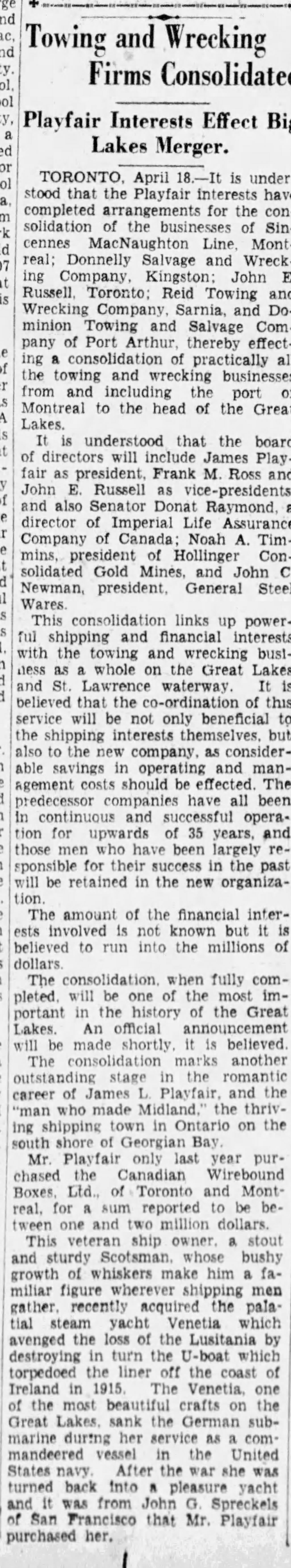 19290418 Ottawa Citizen Consolidation dredging companies
