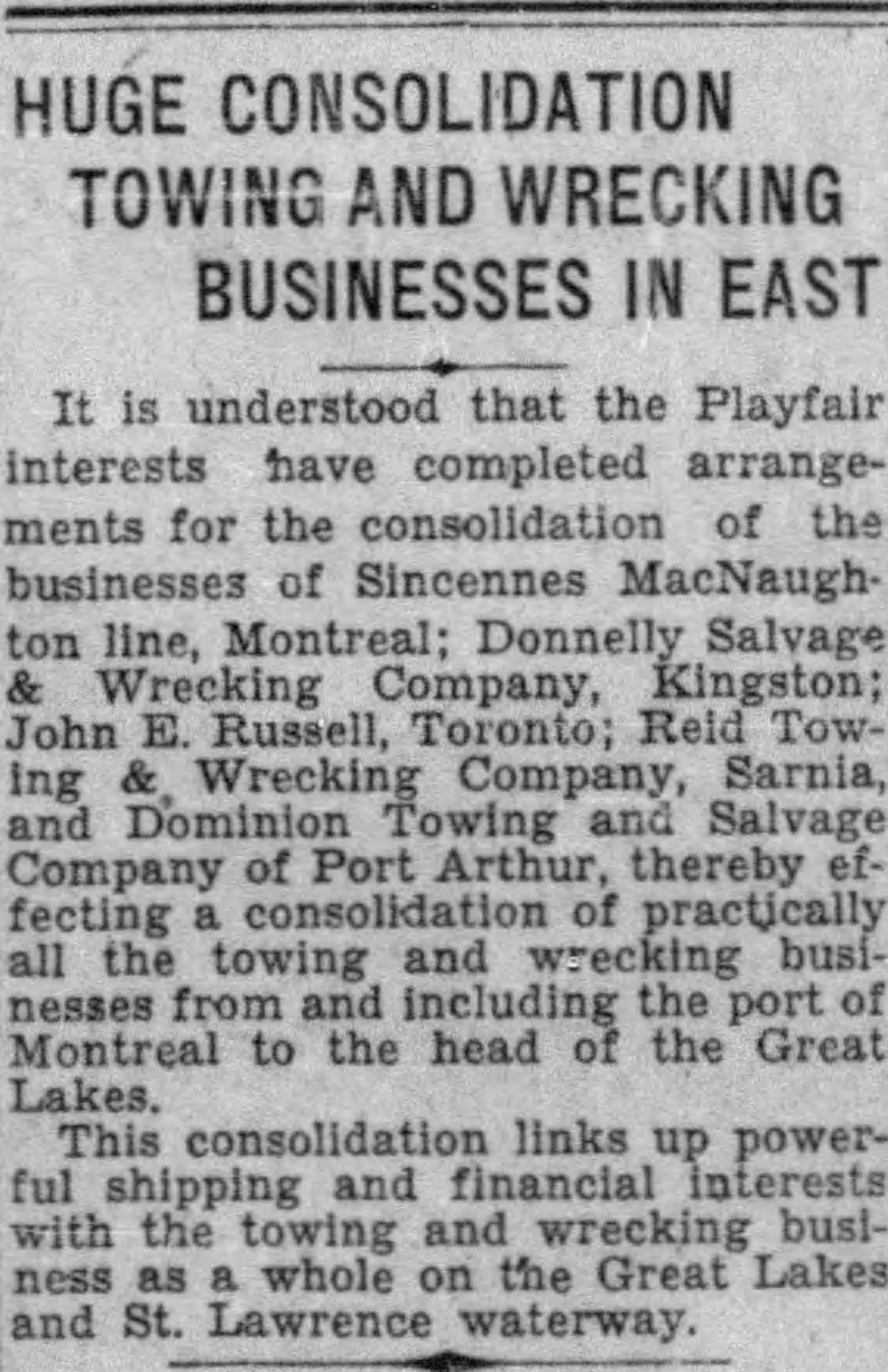 19290425 Calgary Herald Huge Consolidation Wrecking business