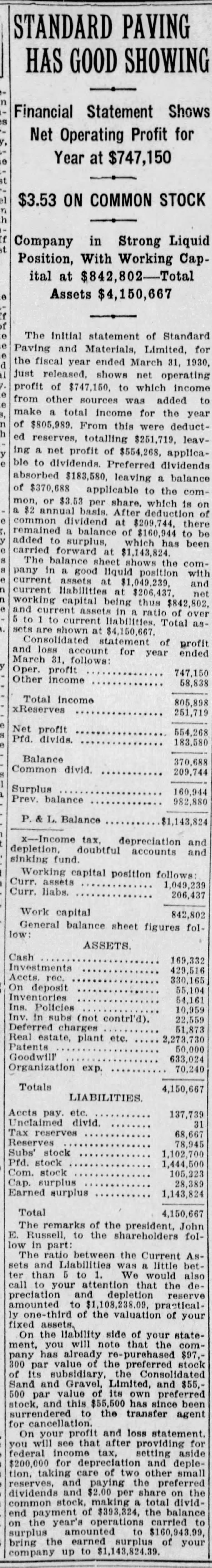 19300503 Gazette (Mtl) Standard Paving