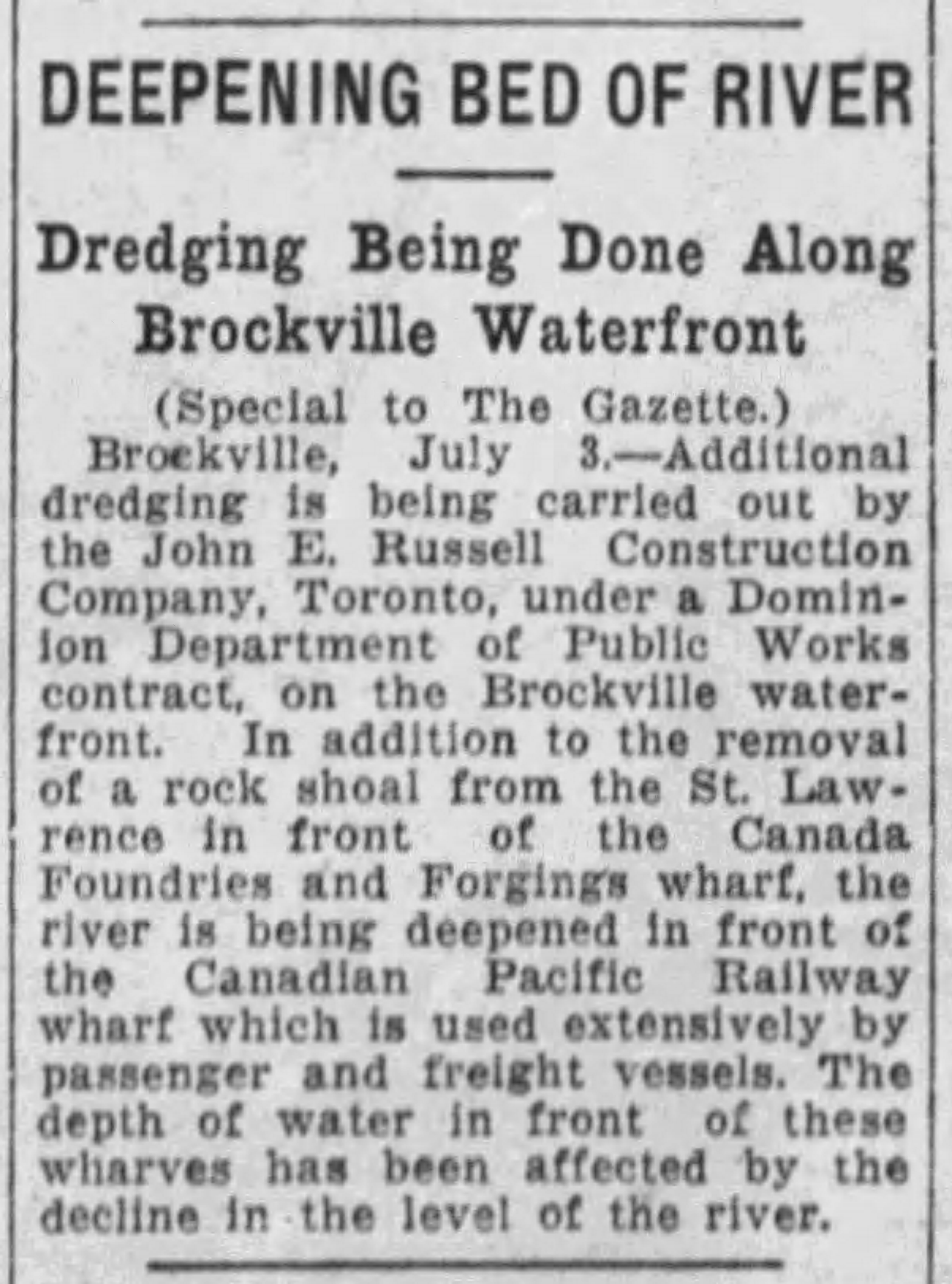 19350704 The Gazette (Mtl) deepening river Brockville