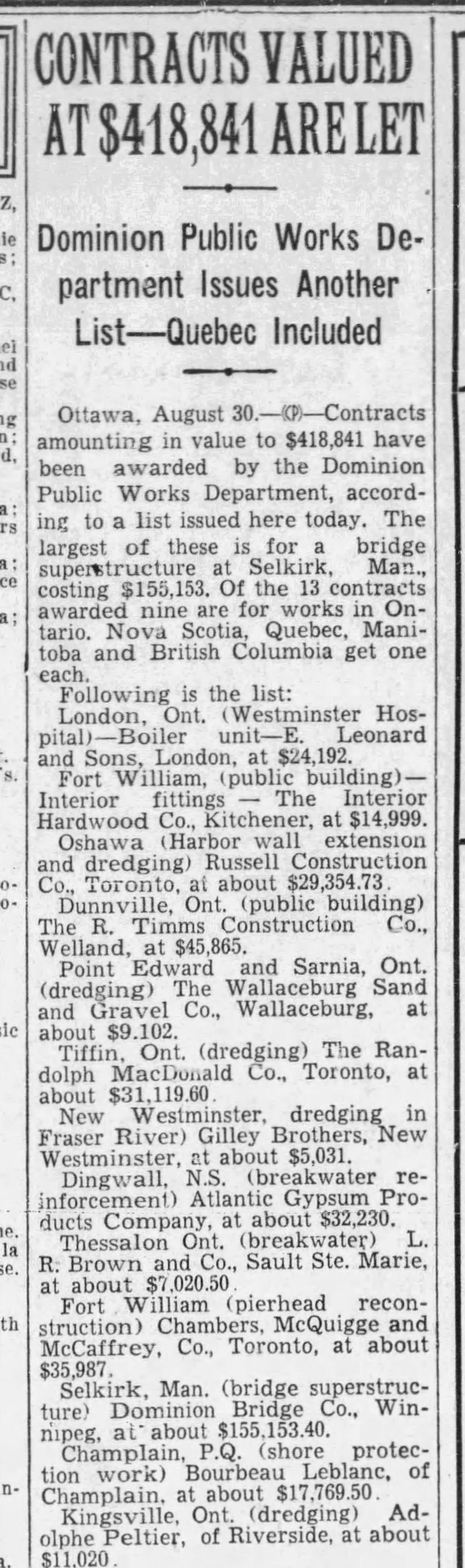 19350831 Gazette (Mtl) Oshawa contract