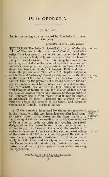 Acts of the Parliament of Canada (14th Parliament, 4th Session, Chapter 57-214), 1925 p 31