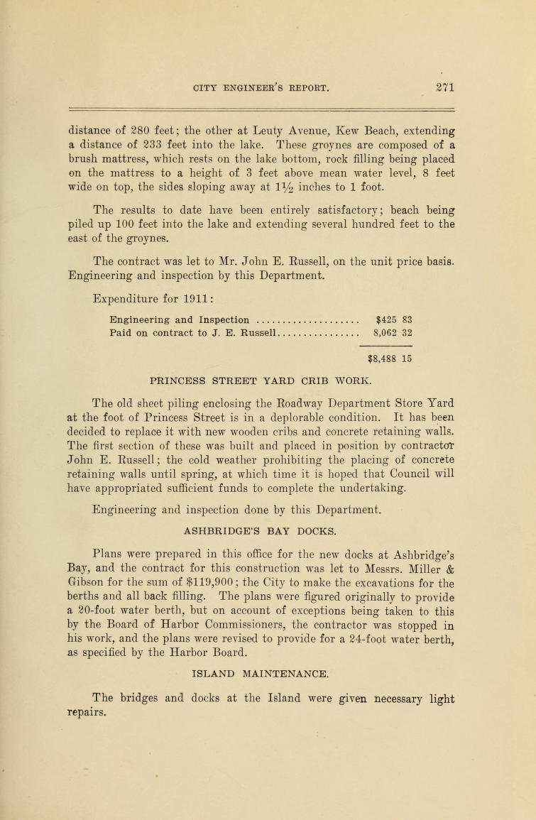 Report of the city engineer JER 211