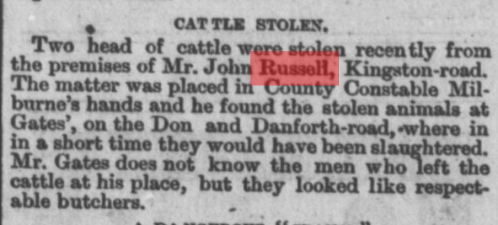 18820311 GL John Russell has cattle stolen