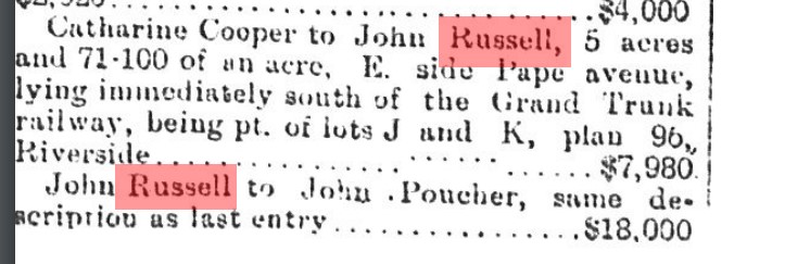18880418 GL Sale of Cooper property Gerrard and Pape to Poucher