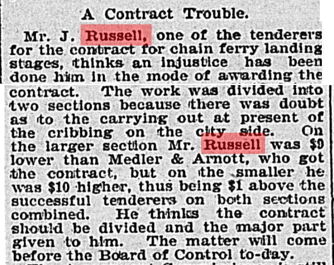 18990203 GL John E Russell tender problems