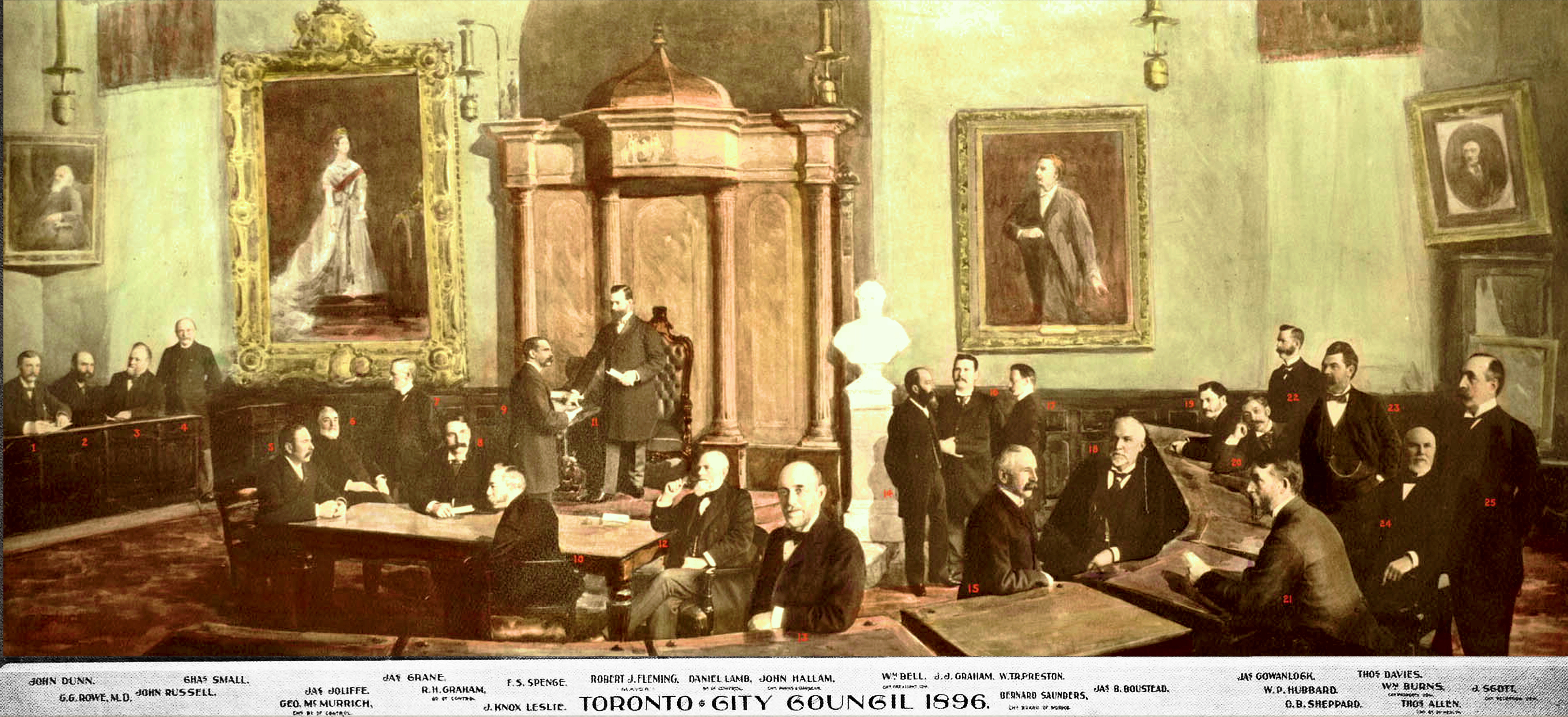 Toronto City Council 1896 colourized with legend stitched