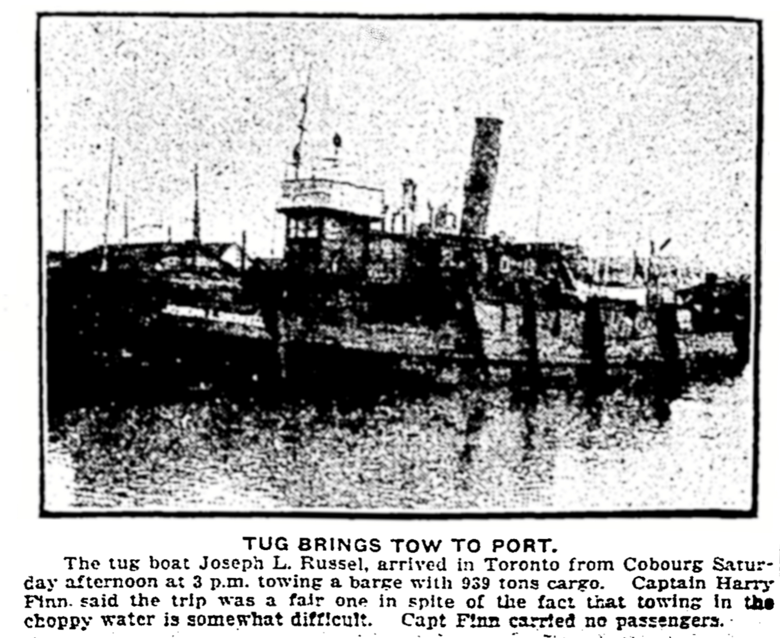19220327 TS Tug Joseph L Russell Toronto Star, March 27, 1922